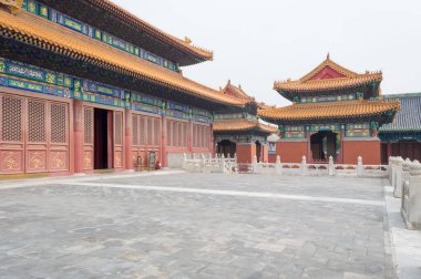 Çin 'in Pekin şehrinde 21 Eylül 2014 tarihinde Xicheng Bölgesi' nde eski imparatorların onuruna hizmet veren Antik Krallar Tapınağı (Lidai Diwang Miao) Ming Hanedanlığı tapınağı.