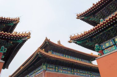 Çin 'in Pekin şehrinde 21 Eylül 2014 tarihinde Xicheng Bölgesi' nde eski imparatorların onuruna hizmet veren Antik Krallar Tapınağı (Lidai Diwang Miao) Ming Hanedanlığı tapınağı.