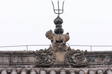 5 Ocak 2016 'da Çin' in Henan ilindeki Luoyang 'daki Beyaz At Tapınağı' nın çatısı, eski Budist tapınağı.