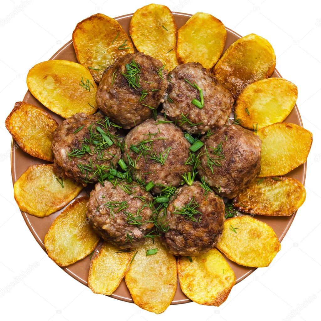 Patates ile hızlı kızarmış köftesi Patates ile hızlı kızarmış köftesi