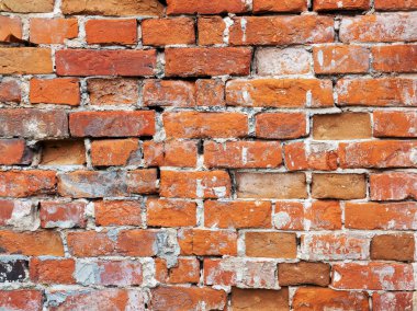 Tuğla duvar, yıpranmış, aşınmış duvar boya hasar görmüş. Grunge beton 