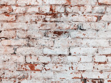 Tuğla duvar, yıpranmış, aşınmış duvar boya hasar görmüş. Grunge beton 