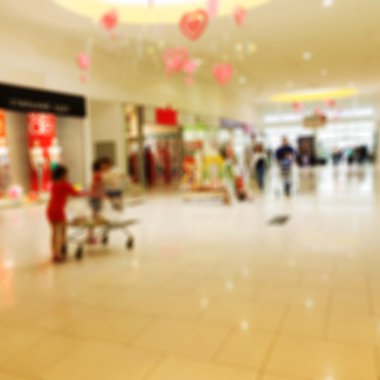 bulanık görüntü alışveriş merkezi ve insanlar, bokeh arka planı için 