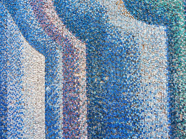 Old diagonal colorful mosaic texture on the wall. Landscape styl — Stock Photo, Image