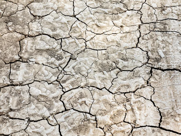 干燥开裂的土地表面的纹理的背景。总和的干旱 — 图库照片