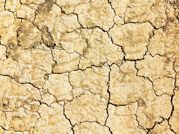 Texturierter Hintergrund einer trockenen rissigen Erdoberfläche. Dürre in Summe — Stockfoto