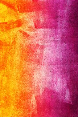 Beton, yıpranmış, yıpranmış, boyalı sarı, turuncu ve bordo. 