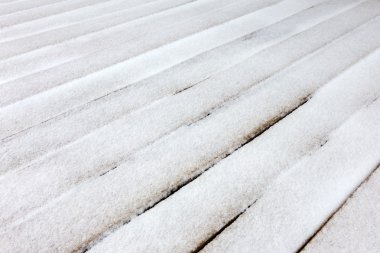 Eski ahşap doku ile kar Noel arka plan. Perspectiv bulanıklık