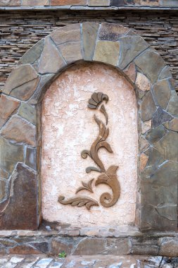 Vintage eski açık havada dekorasyon duvar, güzel çiçek t