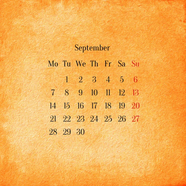 Calendário 2015 no estilo retro, fundo vintage. Setembro — Fotografia de Stock