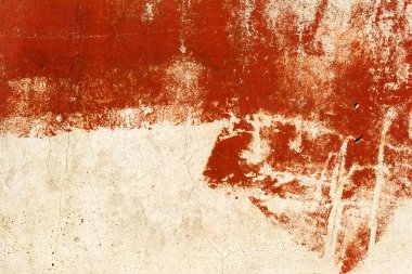 Vintage old damaged wall with cracks, scratches, painted with re
