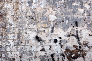 çatlak ve çizikler beyaz tuğla duvar eski arka plan. manzara tarzı. büyük arka plan veya doku.