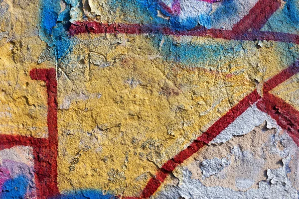 Hooligan smeared paint the walls of the old building. Landscape — Stock Photo, Image