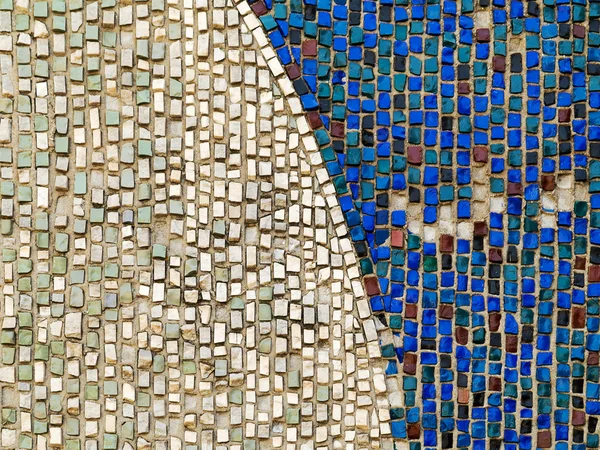 Old diagonal colorful mosaic texture on the wall. Landscape styl