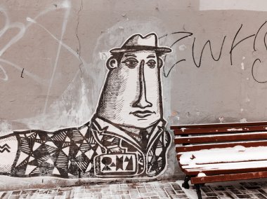 Moskova - 4 Ocak, 2016: güzel grafiti sokak sanatı. Abst