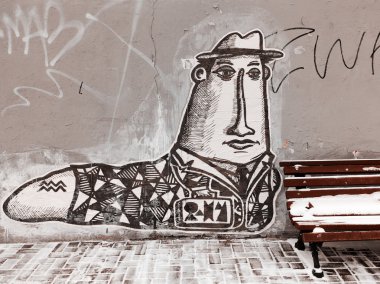 Moskova - 4 Ocak, 2016: güzel grafiti sokak sanatı. Abst