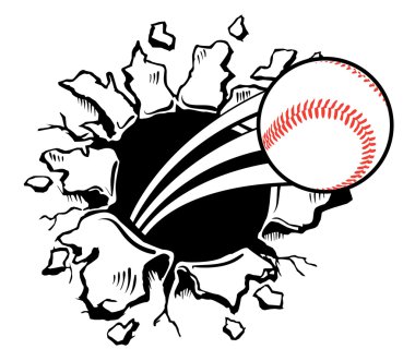 Baseball Busting wall vector Baseball Busting wall vector