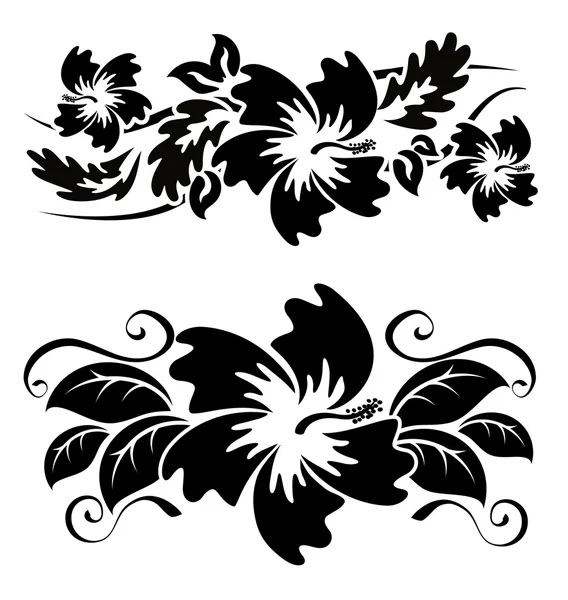 Hibiscus hawaiano flores — Archivo Imágenes Vectoriales