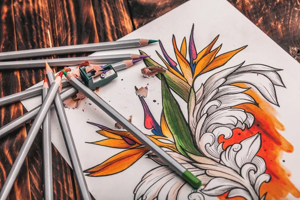 Güzel kroki çizim çiçek — Stok fotoğraf