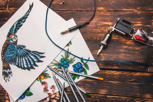 Güzel kroki çizim bir papağan — Stok fotoğraf