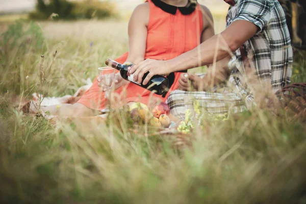 Mutlu çift romantik piknik — Stok fotoğraf