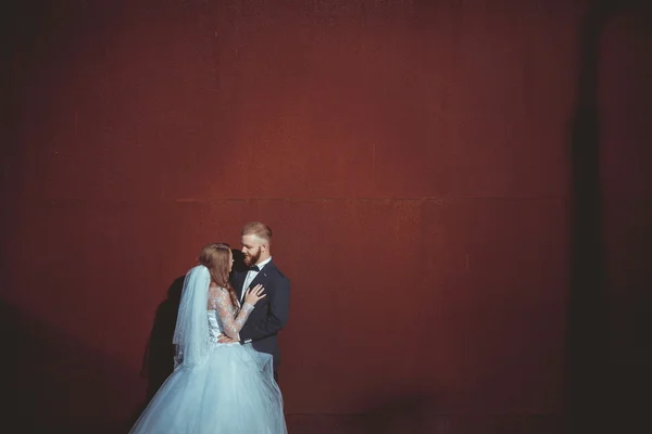 Glücklich Braut und Bräutigam bei der Hochzeit — Stockfoto