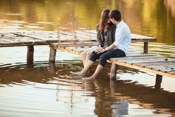 Beautiful young couple in love outdoors