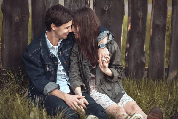 Beautiful young couple in love outdoors — Stock Photo, Image