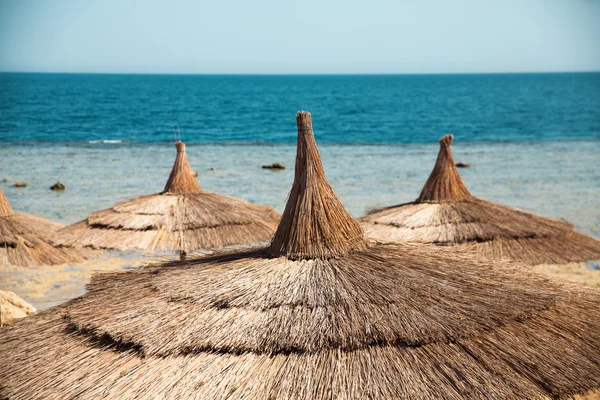 Ägyptisches Luxushotel mit Palmen und blauem Himmel — Stockfoto