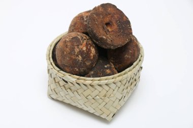 Jaggery Palm Jaggery beyaz arkaplanlı tatlı bloğu