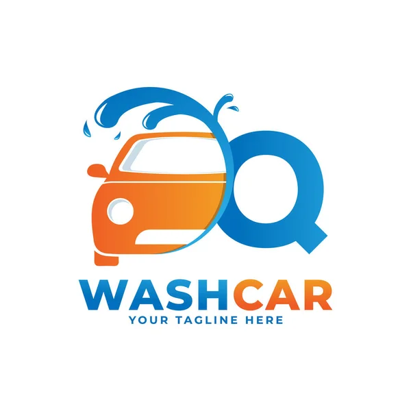 Letter Q with Car Wash Logo, Cleaning Car, Washing and Service Vector Logo Design.