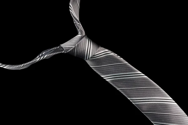 Necktie in silk with silver,black and gray stripes — Stock Photo, Image