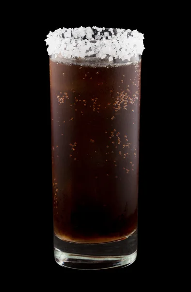 Batanga drink rimmed with salt isolated on black — Φωτογραφία Αρχείου