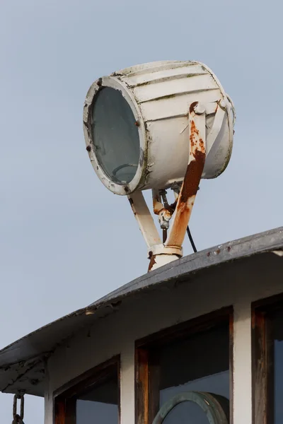 Marine signal light with rust on a boat — Stock Photo, Image