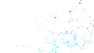 Beyaz arka planda noktaları ve çizgileri birleştiren soyut bir kompozisyon. Fütürist geometrik kompozisyon. Tasarım için arka plan işe yarıyor. Renkli duvar kağıdı.