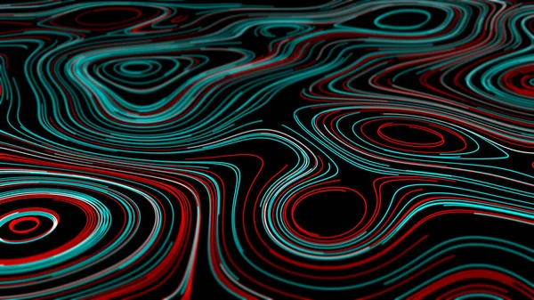 3D Topografik Harita arkaplan kavramı. Coğrafya konsepti. Topo hat haritası. Harita arkaplanı. Karanlık arka planda dinamik çizgiler. Coğrafi soyut ızgara.