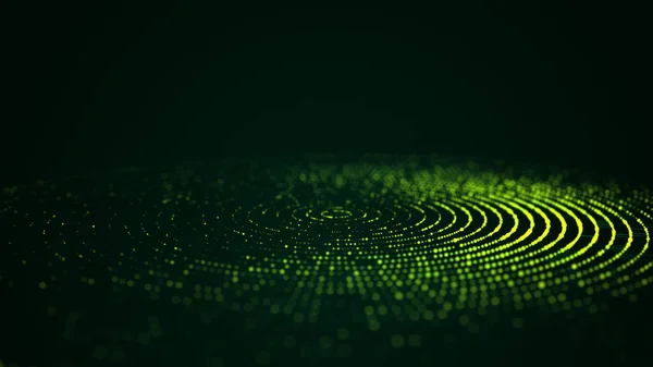 Αφηρημένος ψηφιακός κύκλος Πολύχρωμο κυκλικό σχήμα στο φόντο. Φουτουριστικό πράσινο σημείο μορφή. Μεγάλα δεδομένα. 3D απόδοση. — Φωτογραφία Αρχείου