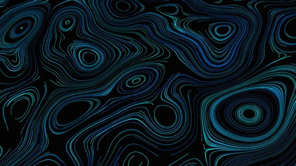 3D Topografik Harita arkaplan kavramı. Coğrafya konsepti. Topo hat haritası. Harita arkaplanı. Karanlık arka planda dinamik çizgiler. Coğrafi soyut ızgara.