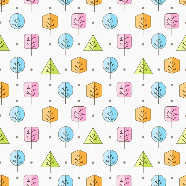 Geometrik biçimlendirilmiş ağaçsız desenlerin vektör çizimi. Elle çek. Tekstil ya da ambalaj için desen tasarımı. Dört Mevsim