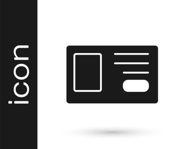 Beyaz arka planda siyah kimlik simgesi izole edildi. Sunum için, şirketin kimliği için, reklam için kullanılabilir. Vektör.