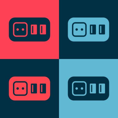 Pop Art Electrical outlet simgesi renk arkaplanında izole edildi. Elektrik prizi. Rosette sembolü. Vektör.