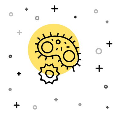 Siyah çizgi Virüs simgesi beyaz arkaplanda izole edildi. Corona virüsü 2019-nCoV. Bakteri ve mikroplar, hücre kanseri, mikrop, mantar. Rastgele dinamik şekiller. Vektör.