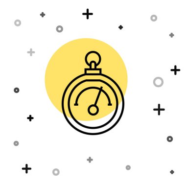 Beyaz arkaplanda siyah çizgi barometre simgesi izole edildi. Rastgele dinamik şekiller. Vektör.