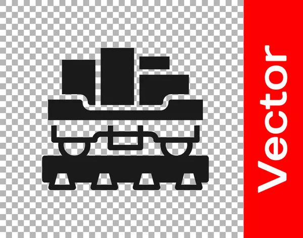 Icono Vagón Tren Black Cargo Aislado Sobre Fondo Transparente Coche — Vector de stock