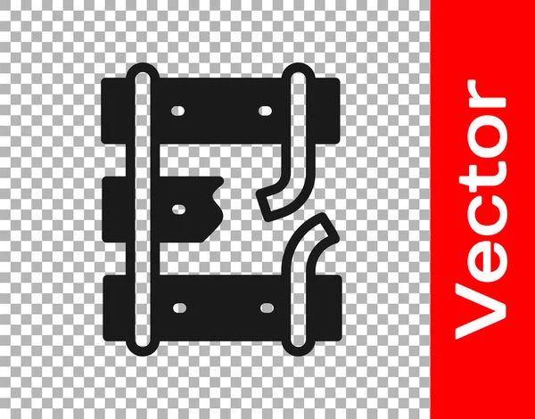 Чорні Зламані Або Потріскані Рейки Іконці Залізниці Ізольовані Прозорому Фоні — стоковий вектор