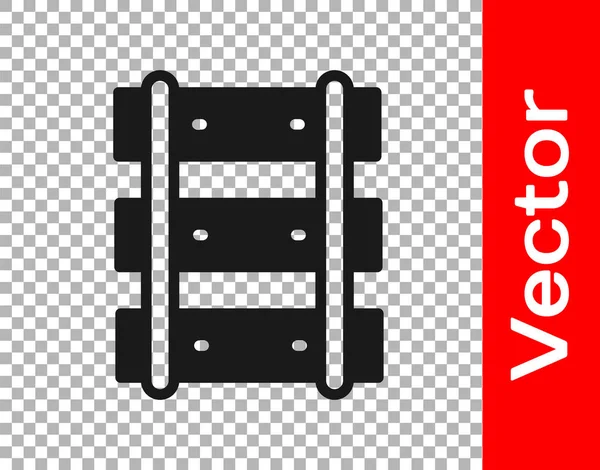 Schwarze Eisenbahn Bahngleissymbol Isoliert Auf Transparentem Hintergrund Vektor — Stockvektor