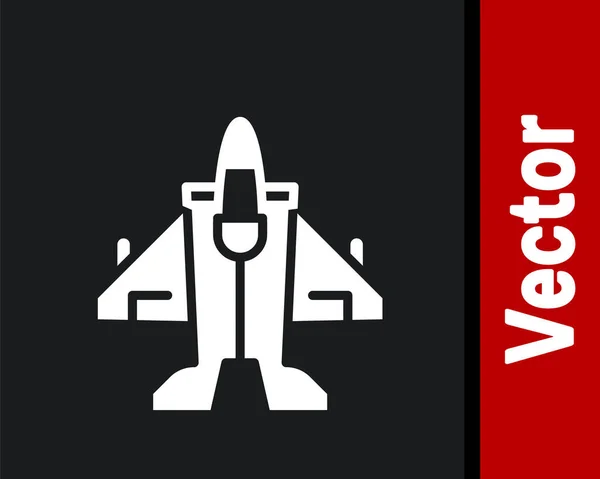 Білий Винищувач Винищувач Ізольований Чорному Тлі Військові Літаки Вектор — стоковий вектор