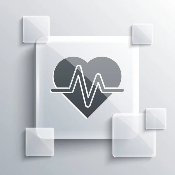 Ikona Šedé Srdeční Frekvence Izolovaná Šedém Pozadí Znamení Tlukot Srdce — Stockový vektor