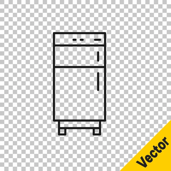 Schwarze Linie Kühlschrank Symbol Isoliert Auf Transparentem Hintergrund Kühlschrank Mit — Stockvektor