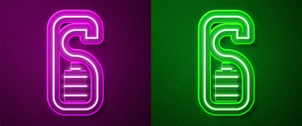 Glowing Neon Line Please Disturb Icon Isolated Purple Green Background — Stock Vector